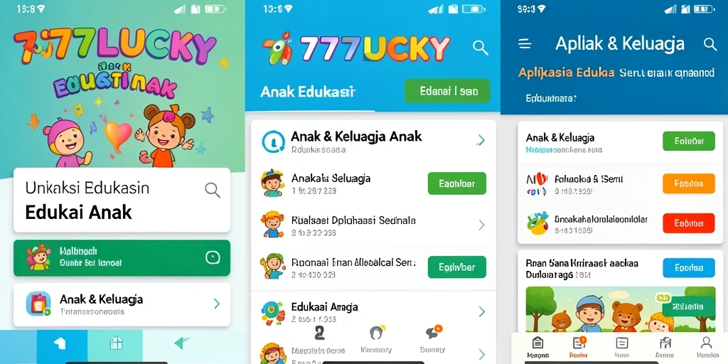 Antarmuka pengguna aplikasi 777LUCKY yang ramah anak.