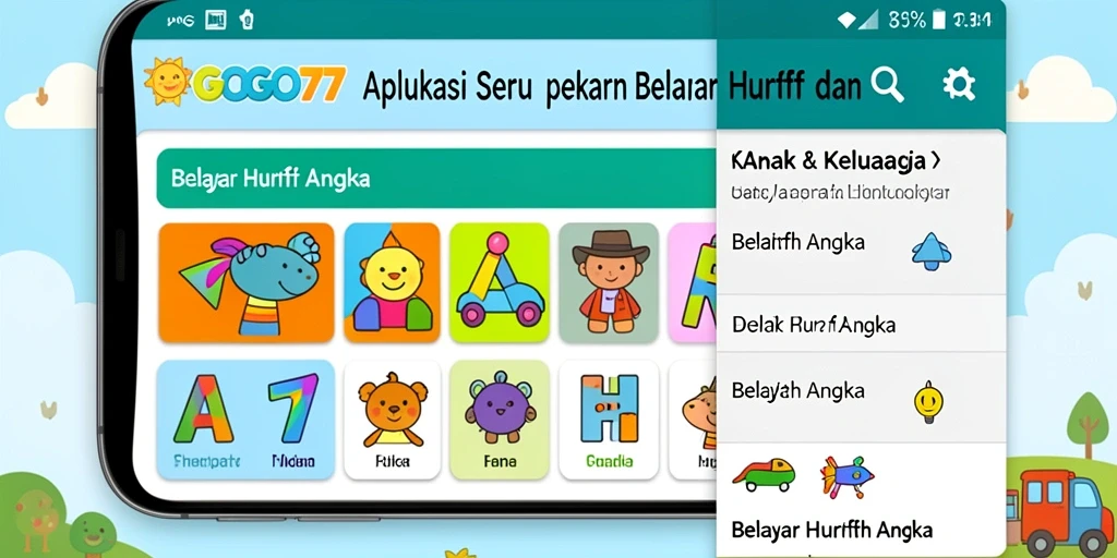 Tampilan antarmuka GOGO77 yang ceria dan edukatif untuk anak-anak.