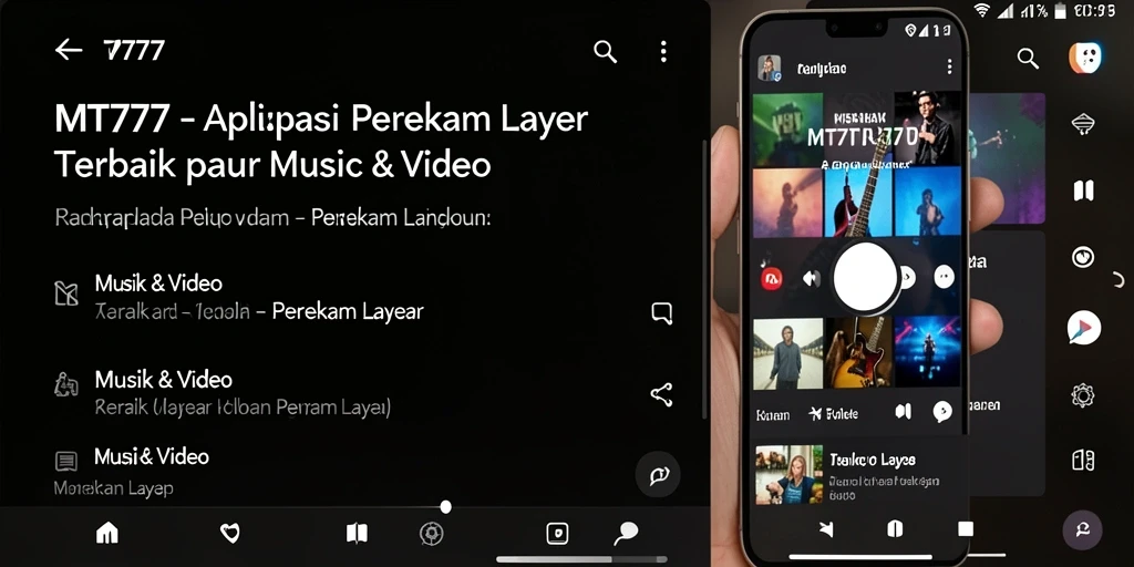 Antarmuka aplikasi MT777 saat merekam layar dengan fitur unggulan.