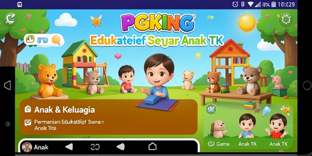 Tampilan antarmuka PGKING yang menarik dan ramah anak.