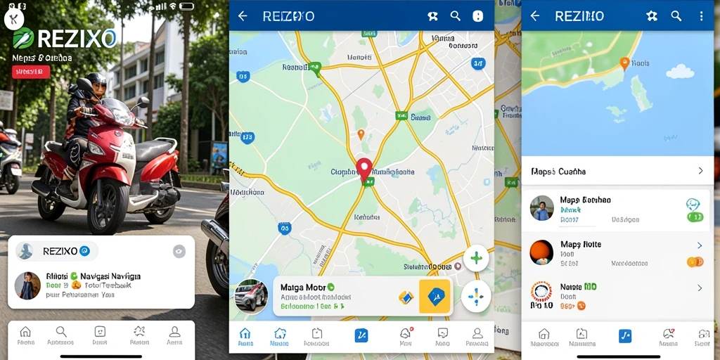 Antarmuka pengguna REZIXO untuk navigasi motor yang intuitif.