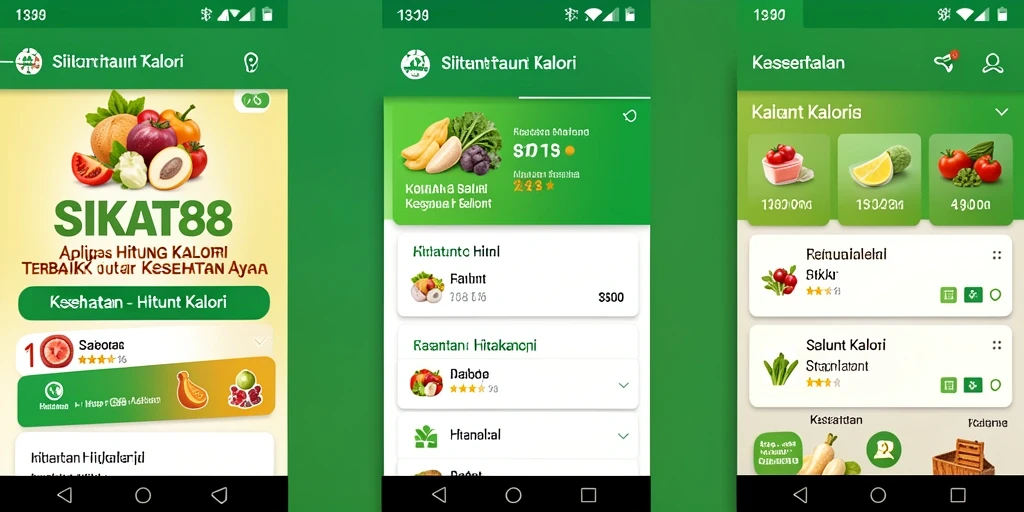 Antarmuka aplikasi SIKAT88 yang menarik dan informatif untuk Hitung Kalori.
