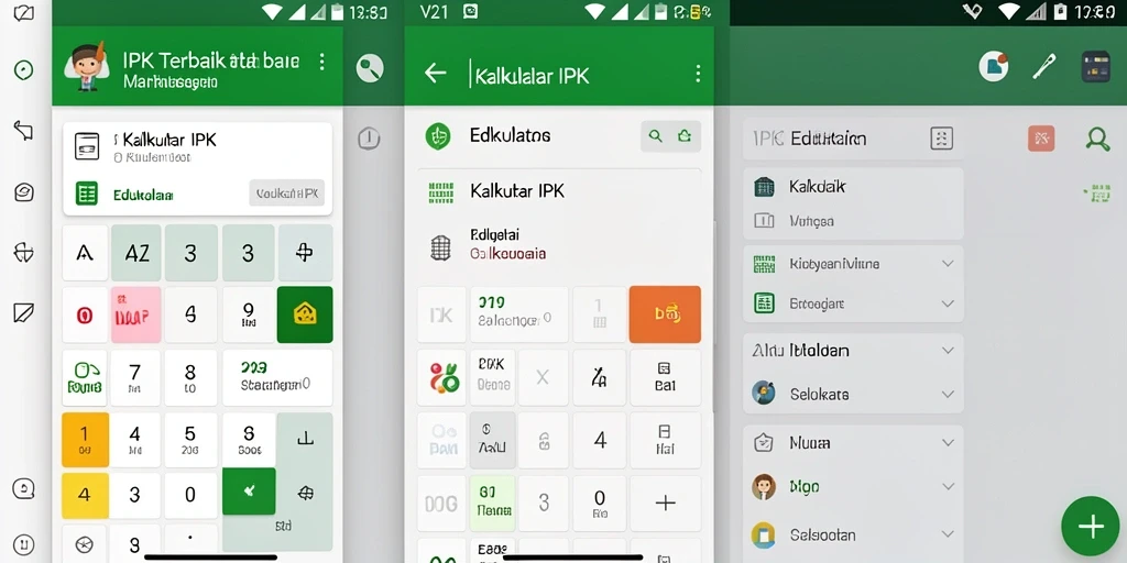 Antarmuka aplikasi V21 yang sederhana dan fungsional untuk Kalkulator IPK.