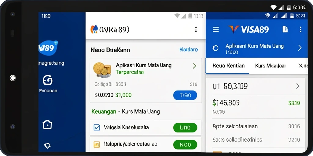Screenshot antarmuka aplikasi VISA89 yang menampilkan konversi mata uang.